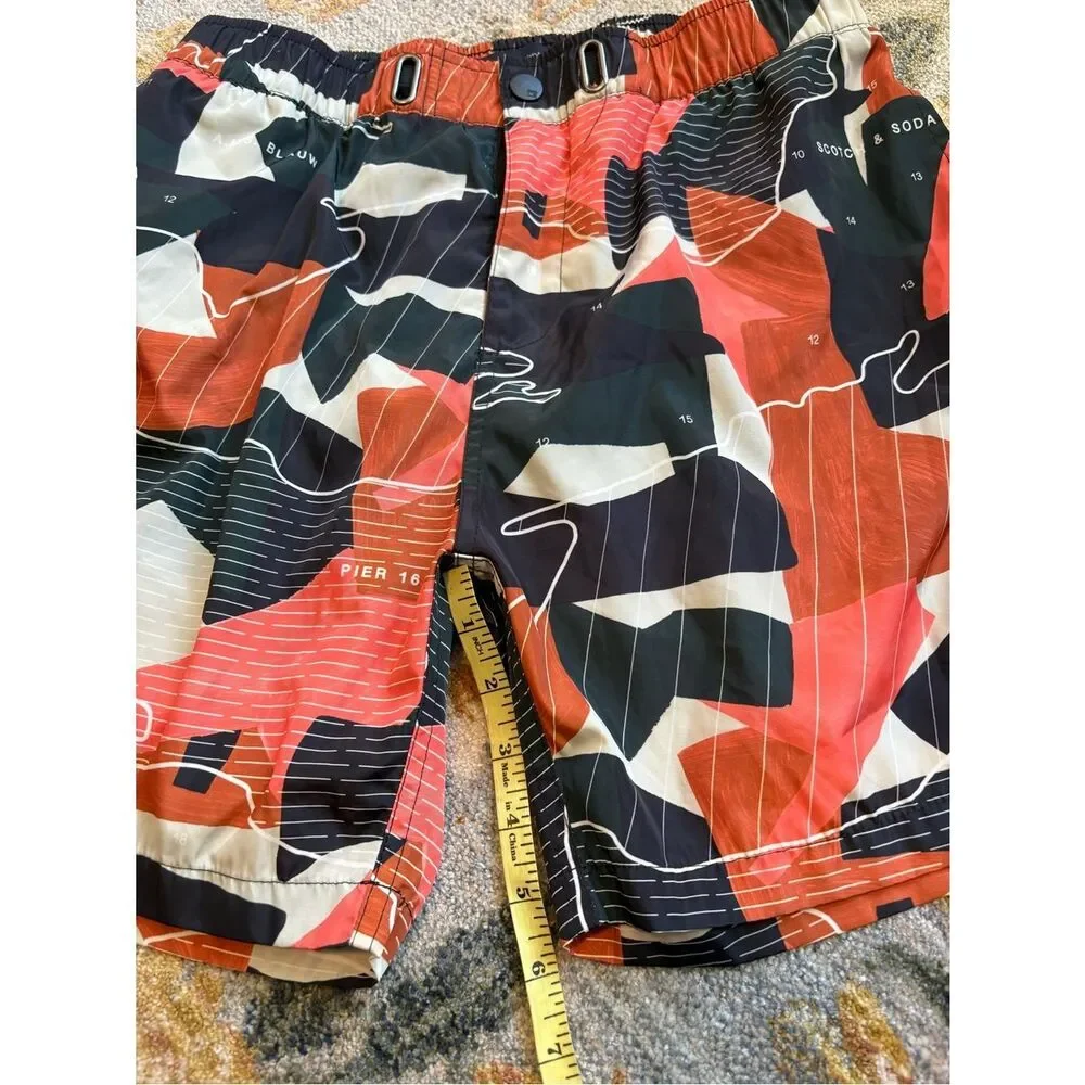 Scotch & Soda Mens Tropical Abstract Map Print Swim Shorts Multicolor Medium